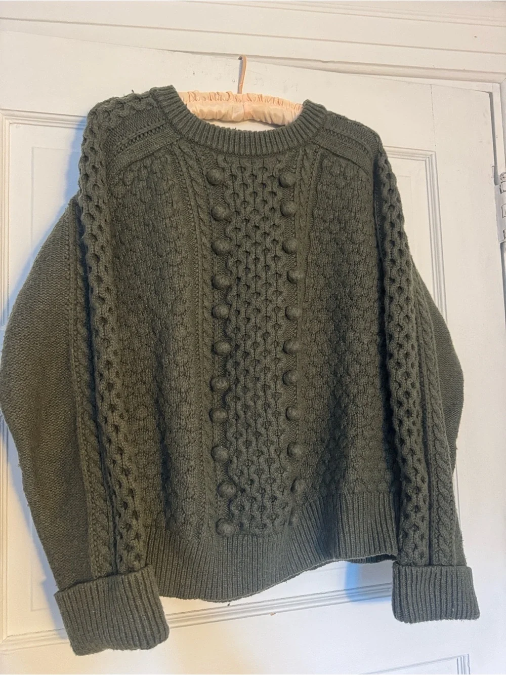 J. Crew Olive Green Cable Knit Women's Sweater